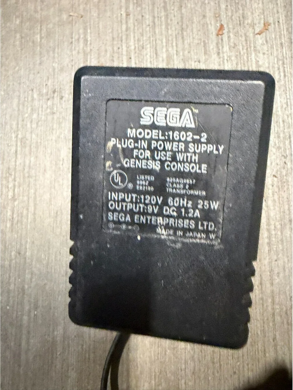Sega Genesis Model 1602-2 AC Adapter OEM Original Genuine Power Supply
